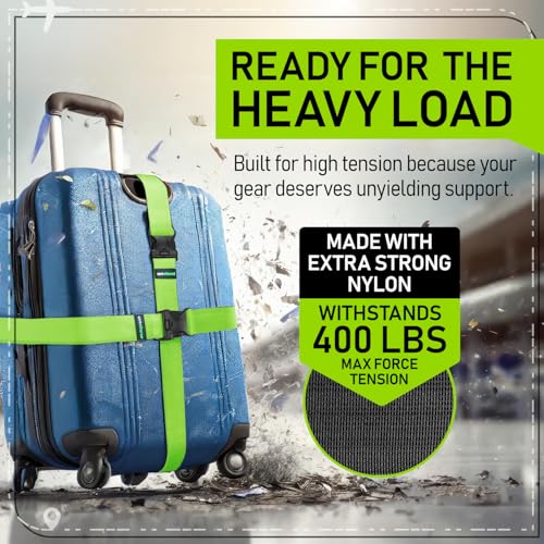 Untethered Luggage Straps for Suitcases, TSA Approved, 4-Pack, Green - style: Green Straps