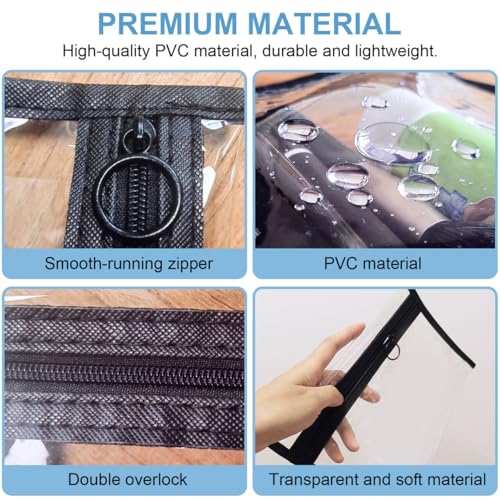 Clear Makeup Bag 3 Pack, PVC Toiletry Bag, Zipper, Travel Cosmetic Pouch