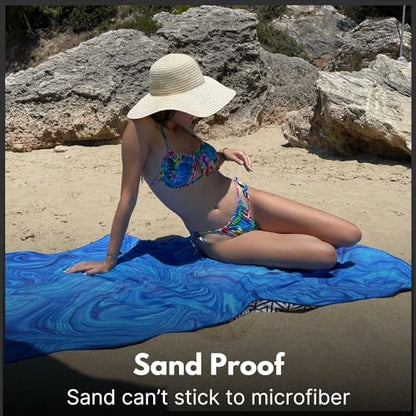 ECCOSOPHY Microfiber Beach Towel - Quick Dry, Sand Free and Oversized 71x35 - color: Laguna