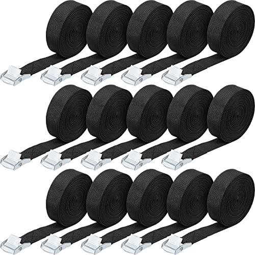 Riakrum 16 Feet 15 Pcs Lashing Straps with Buckles, Adjustable, Black - color: Black, size: 16 Feet