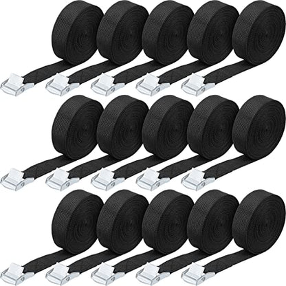 Riakrum 4 Feet 15 Pcs Lashing Straps with Buckles, Adjustable, Black - color: Black, size: 4 Feet