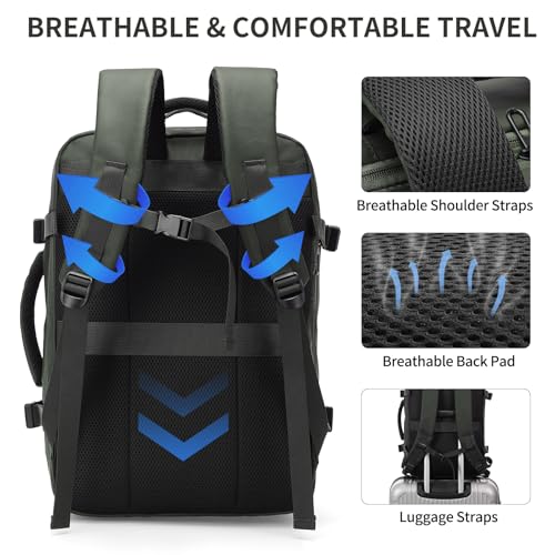 Travel Backpack,Expandable Carry on Daypack Personal Item Bag - color: Green