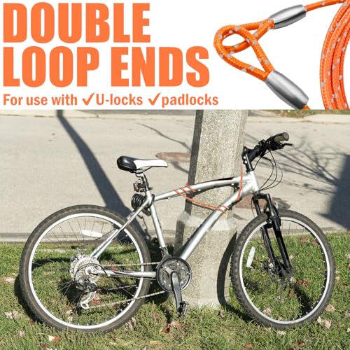 0.13IN Security Steel Cable Bike Lock Cable - color: Orange, size: 15ft（1Pack）