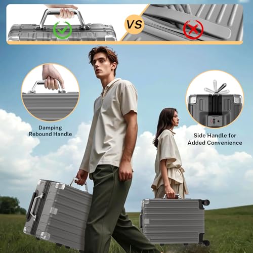 Krute Zipperless Luggage with Spinner Wheels 100% PC Hardside 24in Suitcase - color: Gray, size: Medium (24 Inch)