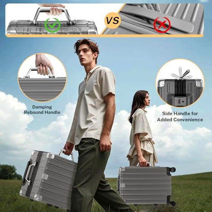 Krute Zipperless Luggage with Spinner Wheels 100% PC Hardside 24in Suitcase - color: Gray, size: Medium (24 Inch)