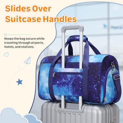 Kids Travel Duffle Bag - Weekender Bag for Boys 3-8 Year Olds - color: 02 Blue Sky, size: Medium-25L(Ages 3-8)