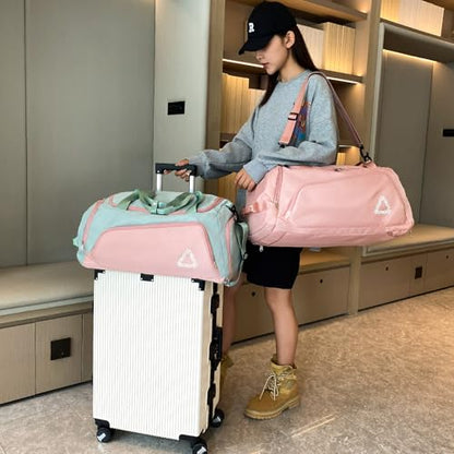 Eslcorri 45L Gym & Travel Duffel Backpack with Shoe & Wet Pocket, BluePink - color: 45L-BluePink