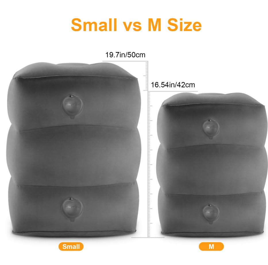 Maliton Inflatable Travel Foot Rest Pillow, Small Size (Dark Grey, 1 Pack) - color: Dark Grey, size: 1 Pack-S