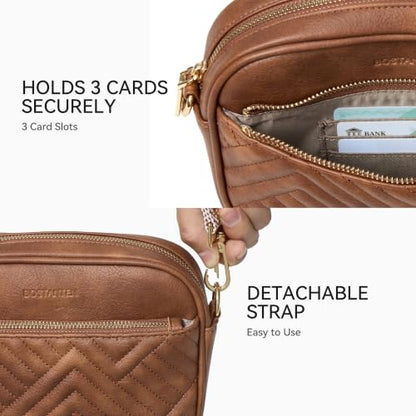 BOSTANTEN Quilted Small Crossbody Bag for Women Vegan Leather Purses - color: Brown