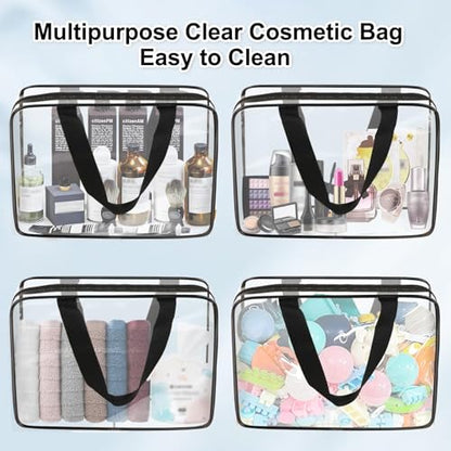 APREUTY 3 Pack Large Clear Makeup Bag, TSA Approved Toiletry Bag Set, Black - color: Black-3PCS (Large)