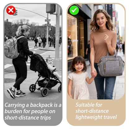 FHELAD HELAD Small Diaper Bag Backpack, 4 in 1 Mini Baby Bag for Short Trip - color: Gray