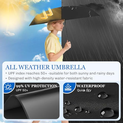 TOPSAIL Mini Umbrella for Travel, UPF 50+ UV Sun & Rain Protection, Compact 6k Folding Pocket Umbrella with Case for Purse, Backpack - color: BlackBlue