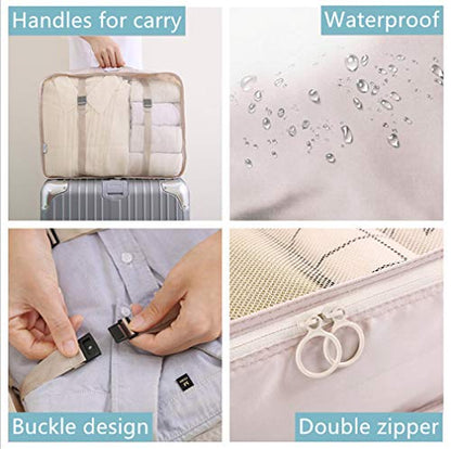 Luggage Packing Organizers Packing Cubes Set for Travel (white 6pc) - color: white 6pc