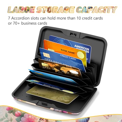 Credit Card Holder, Colorful Butterfly Mini RFID Small Aluminum Card Wallet - color: Colorful Butterflies