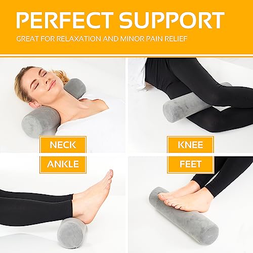 2 Pack Round Bolster Pillow Memory Foam Cervical Neck Roll Pillow Sleeping - style: 17x4 Inch, Firm, 2 Pack