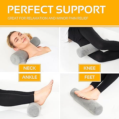 2 Pack Round Bolster Pillow Memory Foam Cervical Neck Roll Pillow Sleeping - style: 17x4 Inch, Firm, 2 Pack