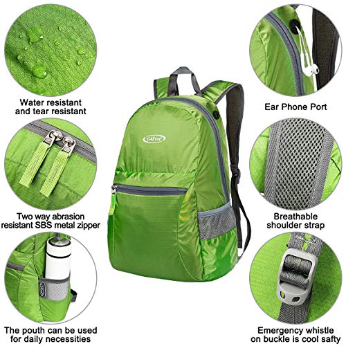 G4Free 20L Lightweight Packable Backpack Travel Hiking Daypack Foldable Backpack for Men Women - color: Light Green, size: 20L