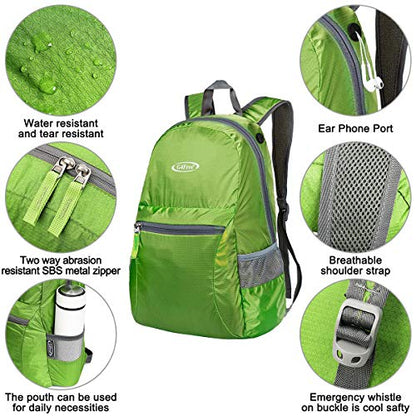 G4Free 20L Lightweight Packable Backpack Travel Hiking Daypack Foldable Backpack for Men Women - color: Light Green, size: 20L