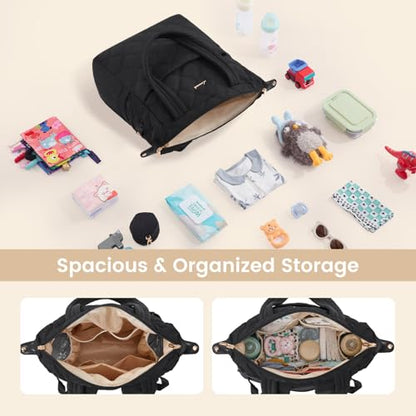 LOVEVOOK Diaper Bag Backpack,Diaper Bag Tote for Mom Dad with Changing Pad,Insulated Pockets, Convertible Mom Backpack with Pacifier Case（Black & Brown） - color: Black & Brown