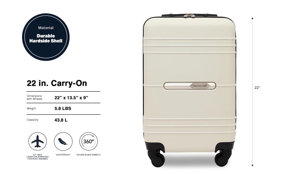 Travelers Club 22" Richmond Spinner Carry-On Luggage, Bone - color: Bone
