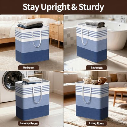 WOWBOX 2 Pack Laundry Baskets, Collapsible Dirty Clothes Laundry Hampers - color: Blue, size: 100L