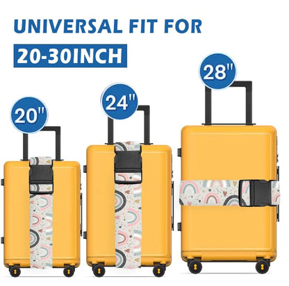 Luggage Straps for Suitcases Travel Belt Accessories, Cute Suitcase Strap, Adjustable Luggage Belt Strap, Heavy Duty with Quick-Release Buckle Luggage Strap Cute Boho Rainbows - color: Cute Boho Rainbows