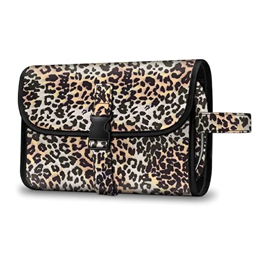 FINTIE Portable Toiletry Cosmetic Travel Bag Hanging Makeup Organizer - color: Leopard