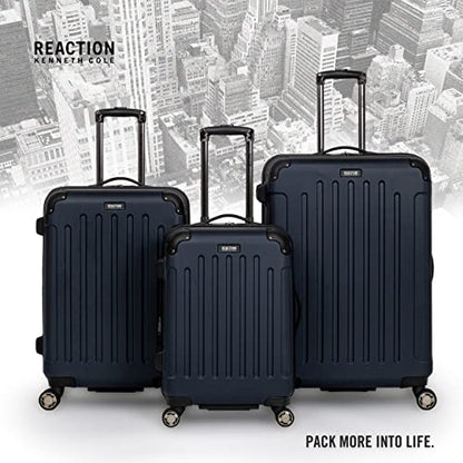 Kenneth Cole REACTION Renegade Luggage Expandable 8-Wheel Spinner Lightweight Hardside Suitcase, Navy Blue, 24-Inch Checked - color: Navy Blue, size: 24-Inch Checked