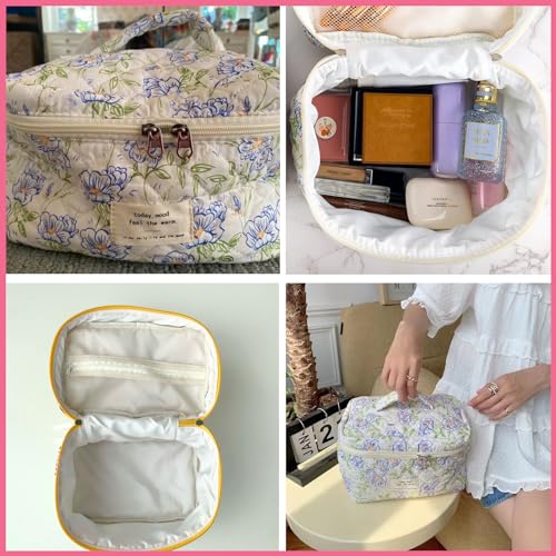 uekeboag Large Travel Quilted Makeup Bag for Women - color: 1Pc Blue Pattern