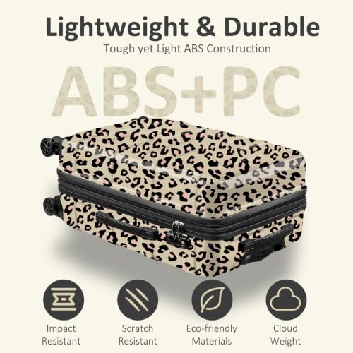 Luggage 2 Piece (20in/24in) Expandable Luggage with Spinner Wheels,Cheetah - color: Cheese Leopard, size: 2 Set (20/24In)
