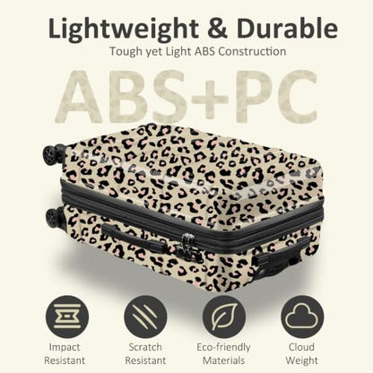 Luggage 2 Piece (20in/24in) Expandable Luggage with Spinner Wheels,Cheetah - color: Cheese Leopard, size: 2 Set (20/24In)