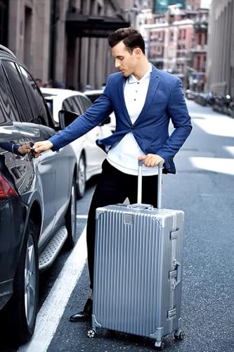 HotWay Zipperless Suitcase with Aluminum Frame, Checked In 28 Inch, Silver - color: Silver, size: Checked in 28inch
