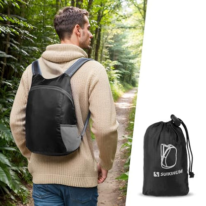 Ultra Lightweight Hiking-Daypack,Foldable Travel Packable Backpack | 20L Foldable Bag for Camping Cycling Outdoor,Day Pack for Men Women,black - color: Black