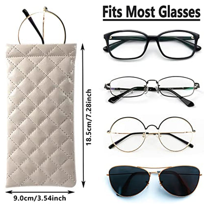 4 Pcs Squeeze Top Sunglass Case with Cleaning Cloth, Soft Leather Eyeglass Case Portable Sunglasses Pouch - color: A & 4pcs