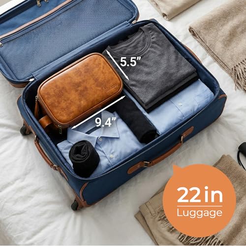Elviros Travel Toiletry Bag for Men PU Leather Dopp Kit (Small, Brown) - color: Brown, size: Small (Pack of 1)