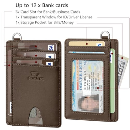 FurArt Slim Minimalist Wallet RFID Credit Card Holder for Men - color: Burnt Brown