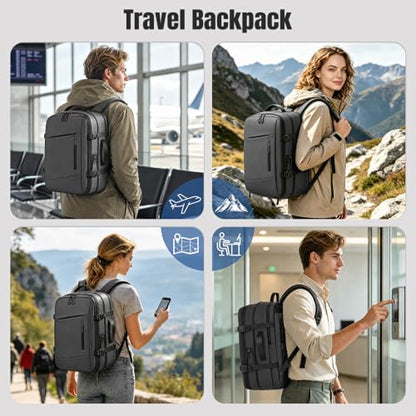 Vacuum Backpack Travel with Pump 60L Expandable Travel Backpack with Seal Compression System Women Men Carry On luggage Backpack Waterproof for Business Trips Weekend Getaways Travel Blue - color: Grey
