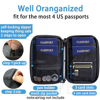 Lagre Family Passport Holder for 4, Solid Black - color: LAGRE BLACK