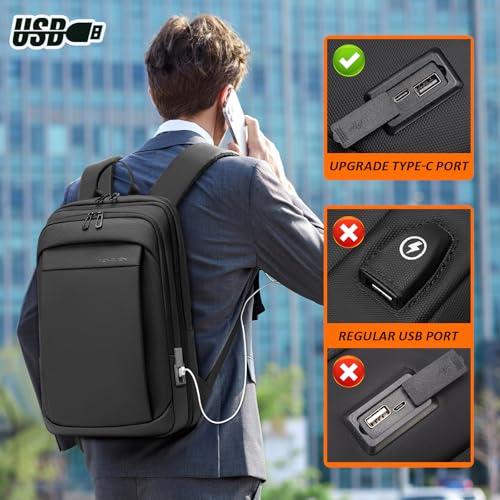 FENRUIEN 17.3 Inch Expandable Mens Backpack for Work, Black - size: 17.3 Inch, style: Business