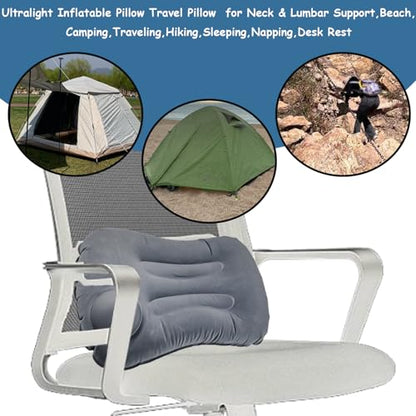 2 Pack 17 in Ultralight Inflatable Pillow Travel Pillow,Camping Pillow for Neck & Lumbar Support,Beach,Camping,Traveling,Hiking,Napping,Desk Rest(Gray) - size: 2 Pack