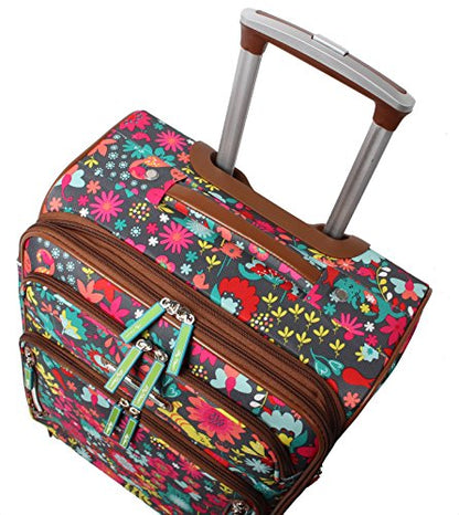 Lily Bloom Design Pattern 28" Luggage Softside Expandable With Double Spinner Wheels, Large Lightweight Suitcase Checked Bag For Women - color: Playful Garden