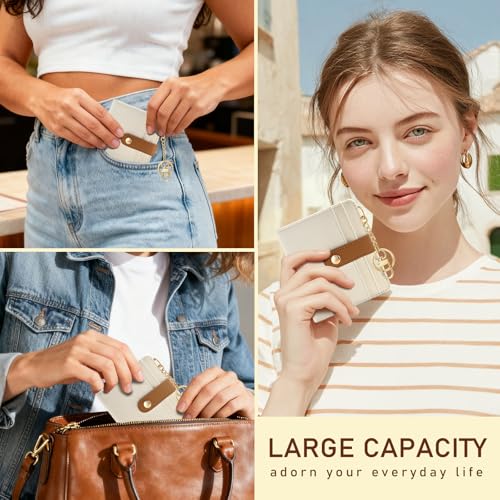Jogjam Small Ladies Women Wallet, Rfid Slim Thin Compact Credit Card Holder - color: A Beige with Caramel