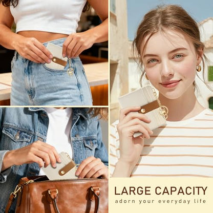 Jogjam Small Ladies Women Wallet, Rfid Slim Thin Compact Credit Card Holder - color: A Beige with Caramel