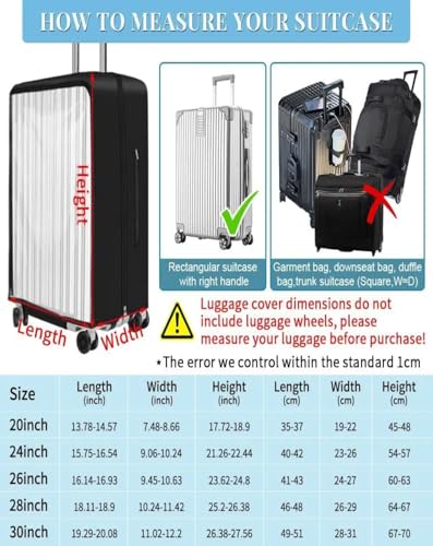 Yotako Upgraded Double Zippered Transparent PVC Suitcase Cover 28 Inch - size: 28inch