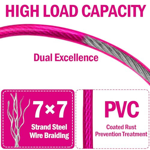4.7mm(3/16") Steel Security Cable with Loops, Bike Lock Cable, 2Pack - color: Pink, size: 6FT-(2Pack)