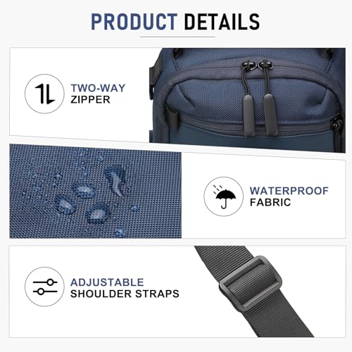 Sling Bag for Men Travel Crossbody Bag Men Casual Chest Pack - color: Blue