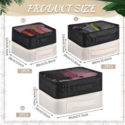 Silkfly 12 Pcs Packing Cubes for Travel,XL, L, M,Classic,Beige, Black - color: Beige, Black, size: XL, L, M, style: Classic