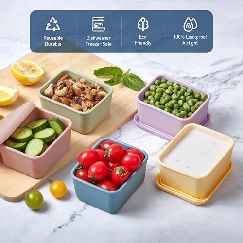 ISSEVE 8oz Silicone Snack Containers for Kids, with Lids, Reusable,6Pack - size: 8oz-6pack