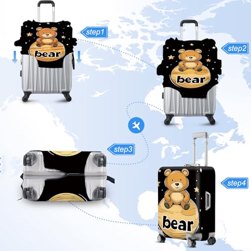 ANNA QUEEN Travel Luggage Cover Suitcase Protector Suitcase Cover Anti-Scratch,Stretchable Bag Cover Washable Durable Polyester - color: bear, size: XL(fits 32-34Inch suitcase)