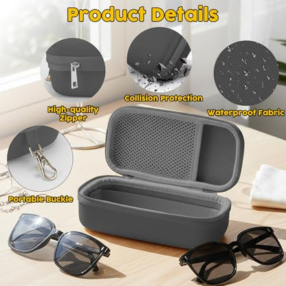 Double Eyeglasses Case, Hard Shell Glasses Case for Men Women - color: Grey